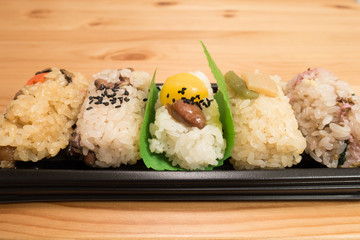 Five varieties of Japanese sticky rice, or  known as 