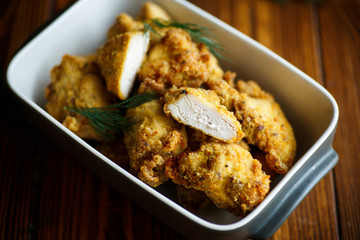 chicken fried in batter with dill