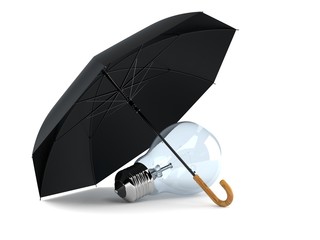Umbrella with light bulb