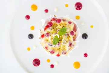 Delicious dessert in the plate