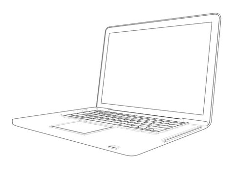 Laptop sketch. 3d illustration