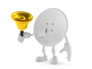 Satellite dish character holding a hand bell