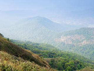 The green mountains in different layers view point from Doi Inthanon national park
