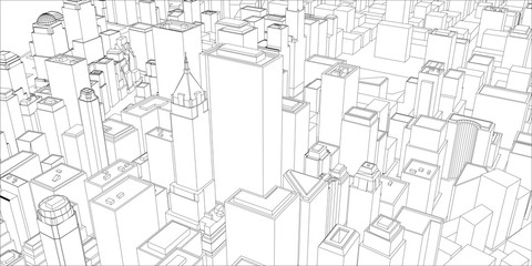 Wire-frame New York City, Blueprint Style