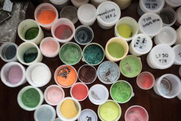 Materials and tools for creativity, enamel