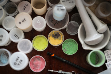 Materials and tools for creativity, enamel