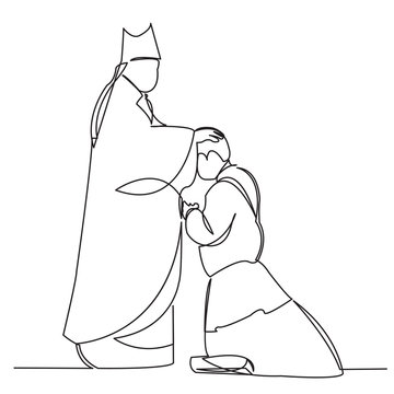 priest blessing kneeling person line art clip art preview