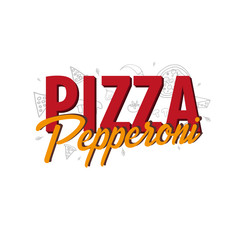 Pizza food menu for restaurant and cafe. Design banner with hand-drawn graphic elements in doodle style. Vector Illustration