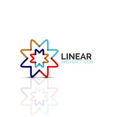 Abstract flower or star minimalistic linear icon, thin line geometric flat symbol for business icon design, abstract button or emblem