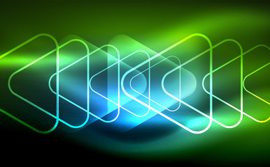 Glowing vector triangle geometric shapes in dark space