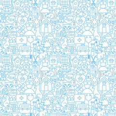 Veterinary White Line Seamless Pattern