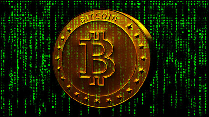 Cryptocurrency on matrix background