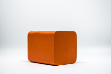 Square geometry Made of wood laid on a white background.