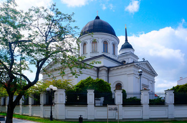          Renewed white building of the orthodox cathedral of Saint Nicolas the Wonder worker, the main orthodox temple in Bialystok, Podlasie, Poland