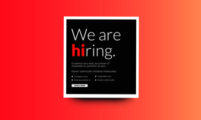 We're Hiring Typography with Hi Standing Out Poster Concept Template Text Box Design and Apply Button
