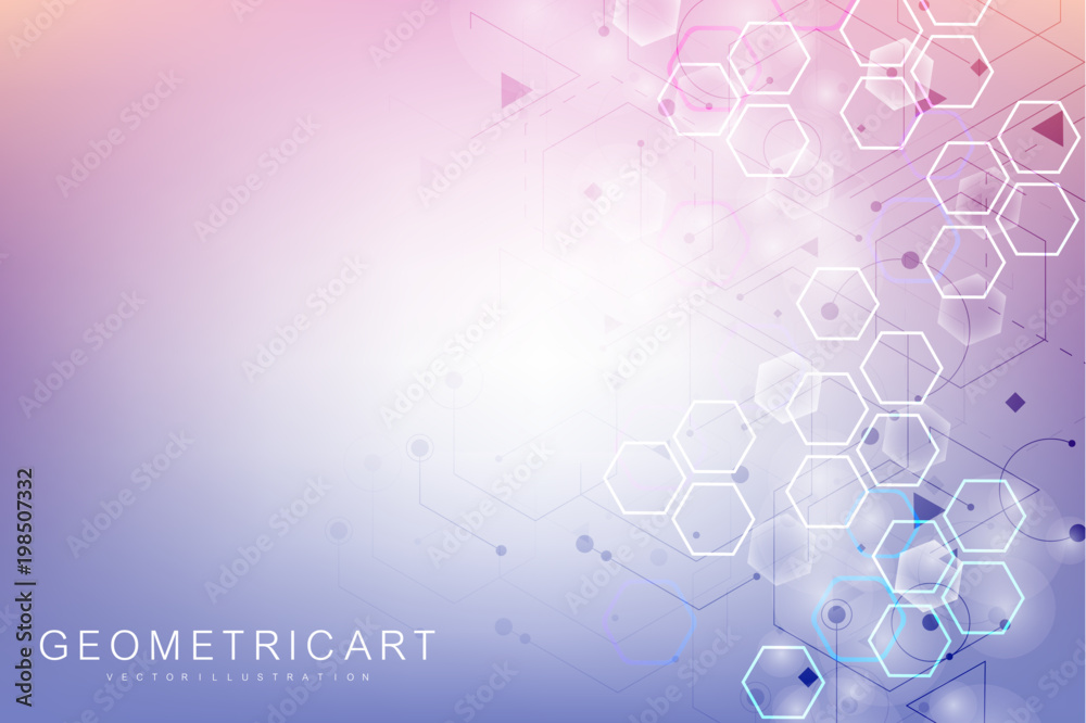 Poster modern futuristic background of the scientific hexagonal pattern. virtual abstract background with p