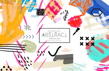 Abstract collage made with scribbles  markercanyon strokesblack geometric shapes