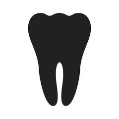 Tooth black icon. Flat vector cartoon illustration. Objects isolated on white background.
