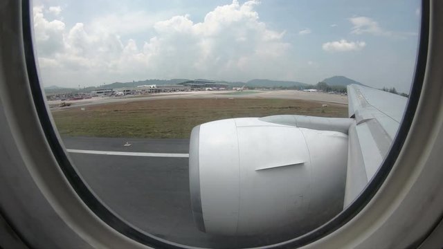 4K Time lapse full flight commercial airplane windows view Phuket to Bangkok