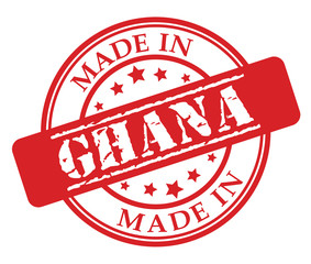 Made in Ghana red rubber stamp illustration vector on white background