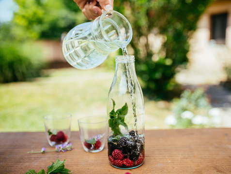 Pouring Water In The Bottle