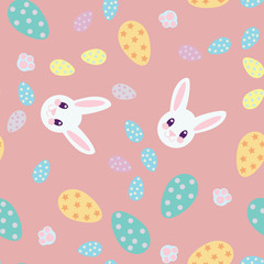 Pink, yellow and blue Easter seamless pattern