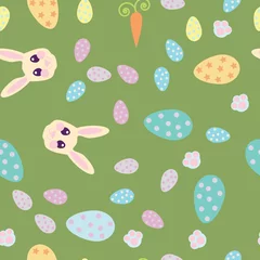Gordijnen Green Easter seamless pattern © Alessa