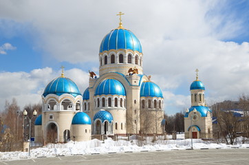Temple Trinity Life-giving on Borisov Ponds in Moscow. Church in Orekhovo-Borisovo, Russia