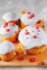 Slavonic Easter Cake Kulich with icing decorated with berries