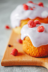 Slavonic Easter Cake Kulich with icing decorated with berries