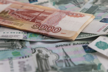 Obraz na płótnie Canvas Russian money. Banknotes 1000 rubles, 5000 rubles