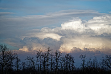 Mystical clouds during sunset, power of nature, fresh background