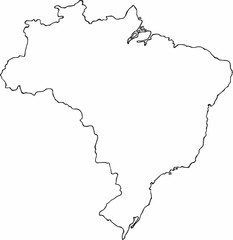 Freehand Brazil map sketch on white background.