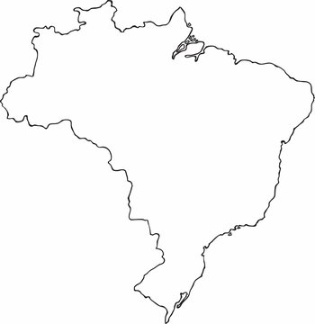 Freehand Brazil map sketch on white background.