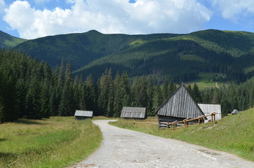 Tatry, chaty góralskie w Dolinie Chochołowskiej