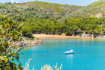 View of San Felice beach, Apulia,  Italy.