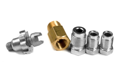 Brake nipple, thread close-up. Isolate on white