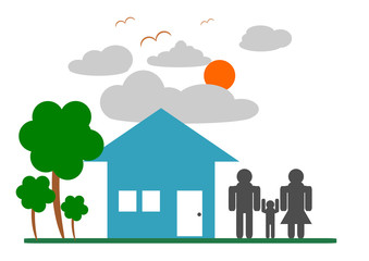 Fototapeta premium Good Life and Green Environment. Family Concept.