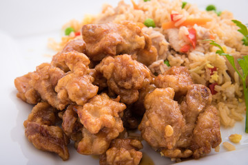 orange chicken with fried rice