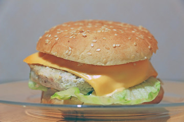 hamburger with meat and cheese