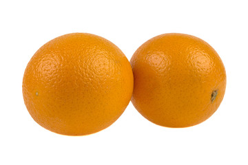 two orange fruit isolated on white background