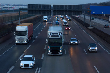 german highway traffic in dusk