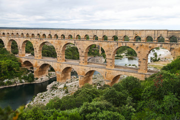 Obraz premium Aqueduct Pont du Gard,the bridge on river Gardon, Provence, France