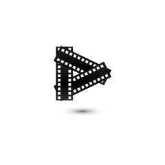 Film reel play button multimedia logo graphic template