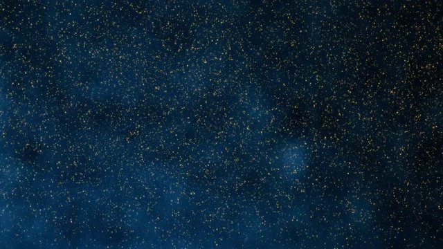 Loop animation of golden sparkles on dark backdrop. Christmas shiny template. Seamless holiday background