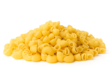 Bunch of pasta on a white background.