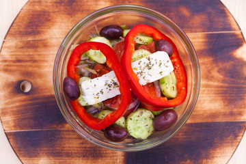Fresh Greek salad in a bowl