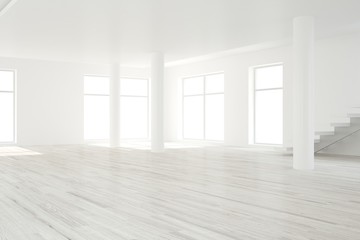 Fototapeta premium White empty room. Scandinavian interior design. 3D illustration