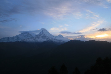 South face of Annapurna South - view from Poon Hill, Annapurna Massif, Himalayas, Nepal 