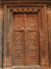 Old door in Bhaktapur Durbar Square, Bhaktapur, Nepal